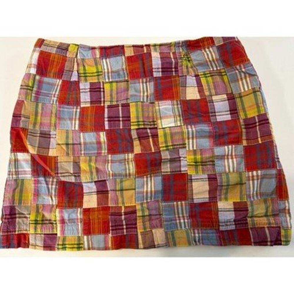 J.Crew Patchwork Plaid Mini Skirt Size 2 Multi-Color Preppy A-Line Pockets